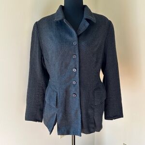 *CYNTHIA STEFFE* Dk. Gray Wool Long Sleeve Button Down Jacket Size 12